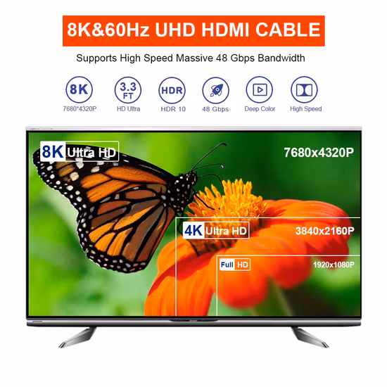 Gold Plated 30cm 0.3m 10m 15m 20m 30m 100m 1.4 2.0 2.1 8K 4K Video HDMI Cable